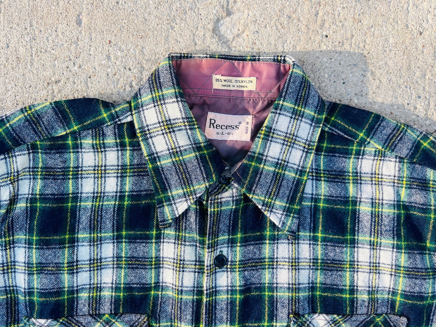 Vintage 1980s Recess Wool Flannel Button Down Shirt | Large