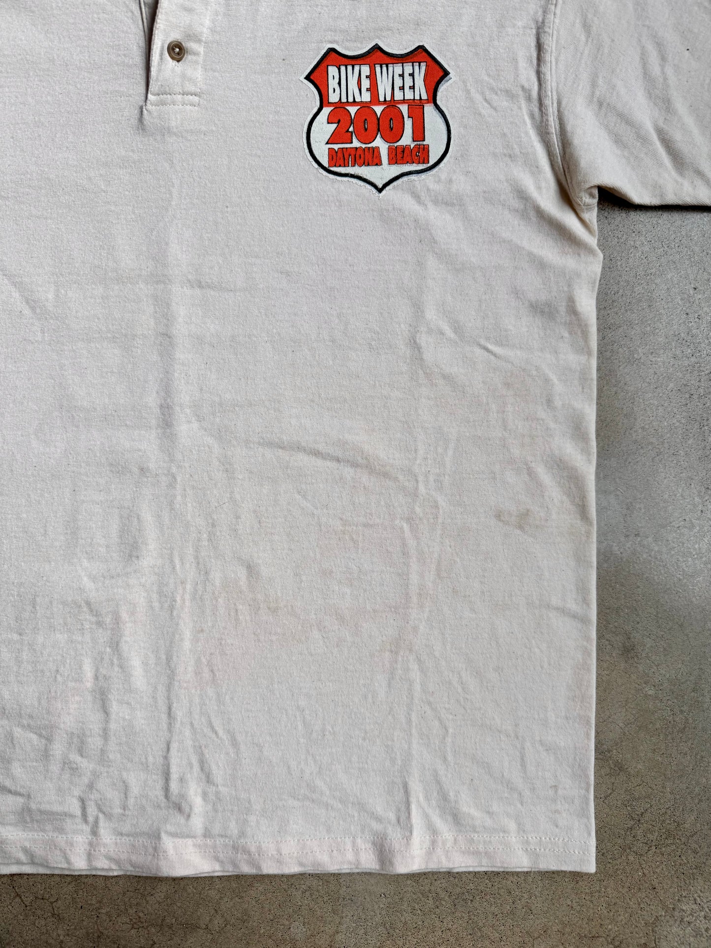 2001 Daytona Beach Bike Week Henley Graphic Tee | Medium