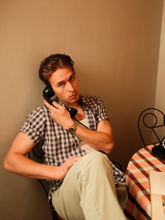 Vintage 1980s Etienne Aigner Blue Gingham Short Sleeve Button Down Shirt | Medium