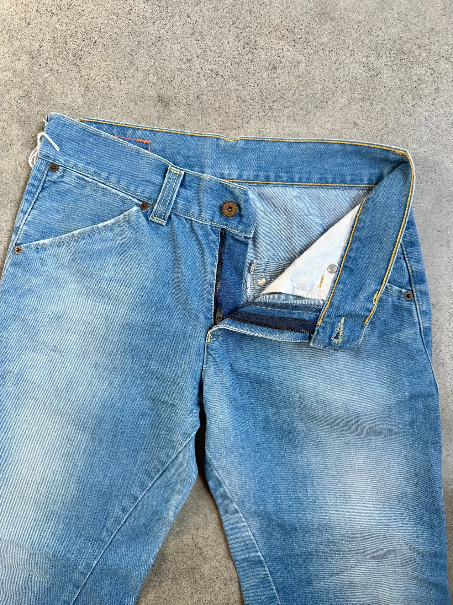 Vintage Y2K Levi's Engineered Orange Stitch Twisted Leg Jeans | Waist 30”