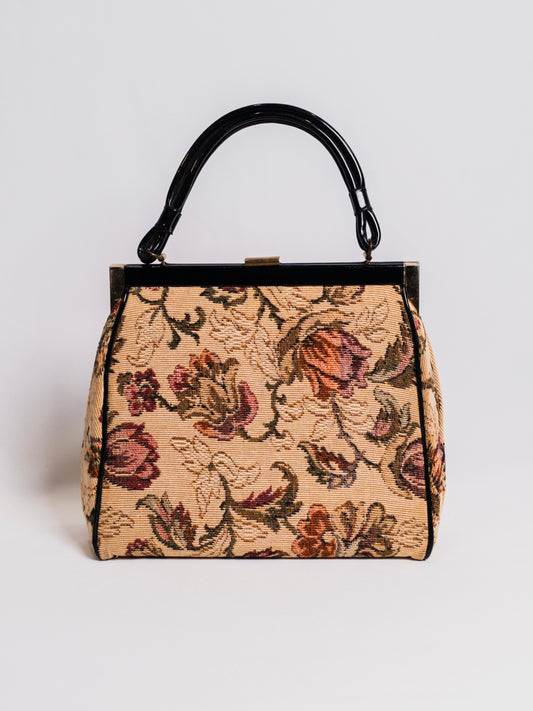 Vintage 1940s Dover Floral Tapestry Top Handle Bag