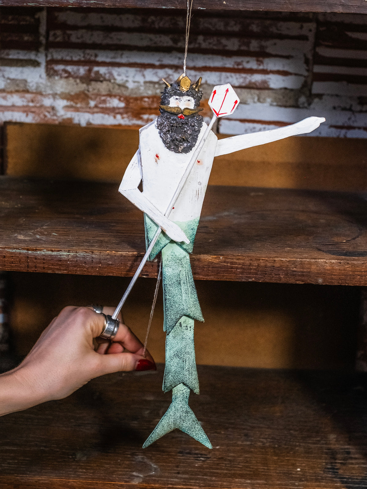 Hampelmann Style Folk Art Handmade Jumping Jack Toy | Poseidon