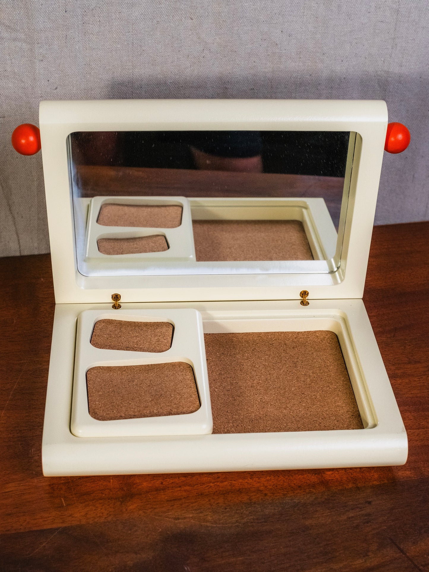 Areaware “Jewely” Cream & Orange Cork-Lined Jewelry Box