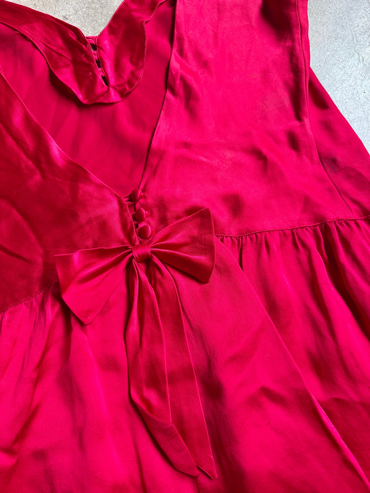 Vintage Victoria’s Secret Gold Label 100% Silk Red Drop Waist Mini Slip Dress | Large