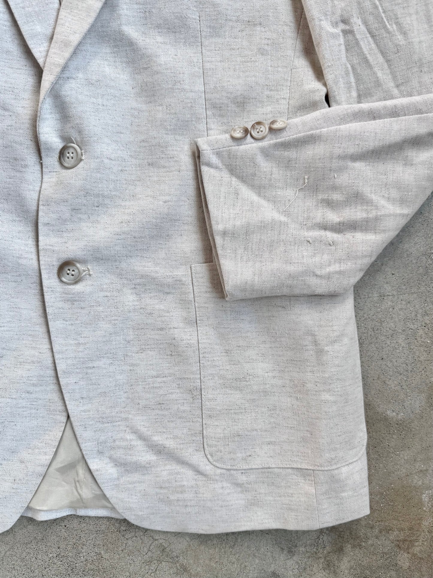 Vintage 1970s Levi's Trimcut Cream Linen Suit Jacket | 40R