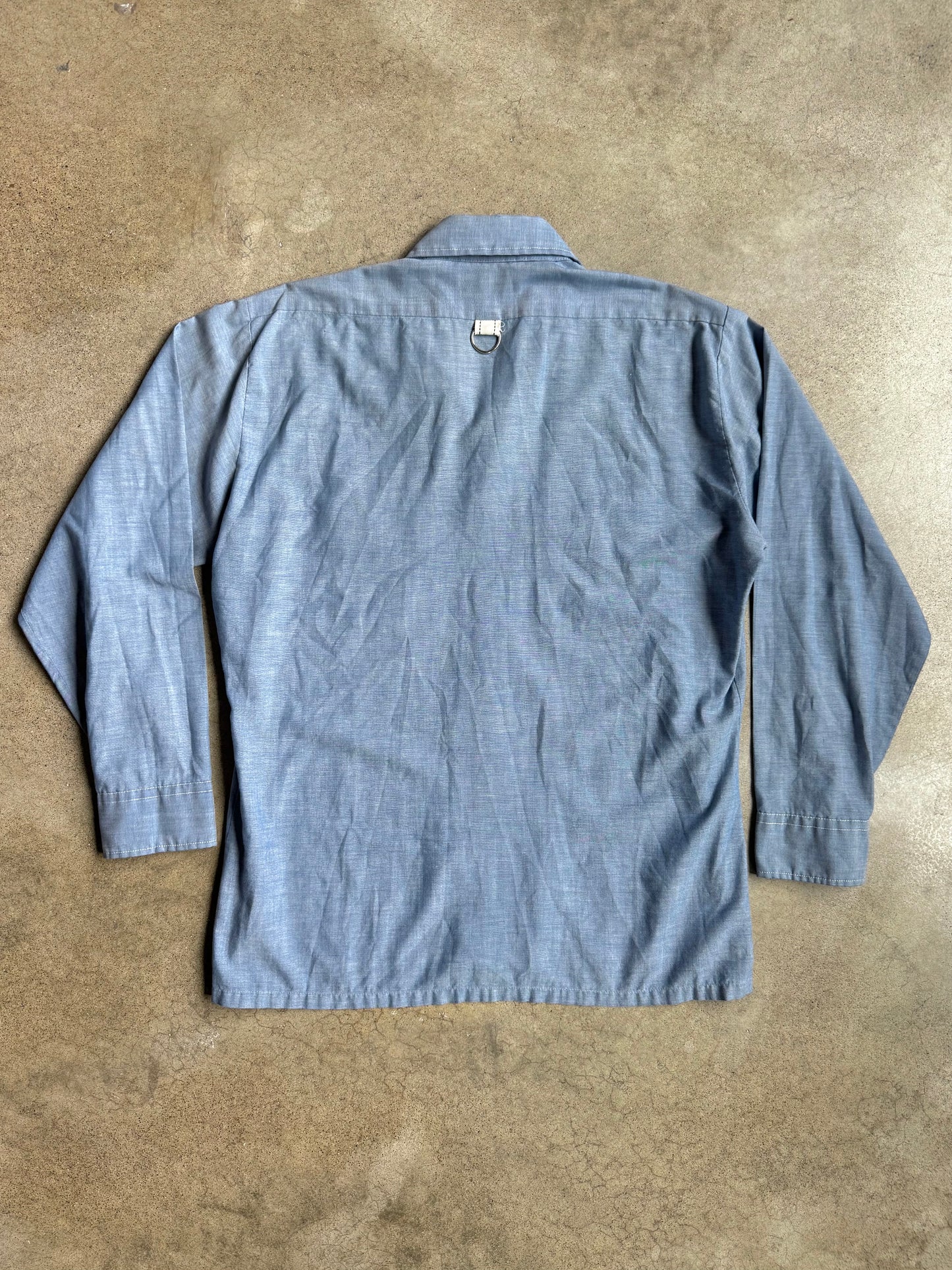 Vintage 1970s/80s Wrangler Chambray Striped Trim Western Shirt | Large