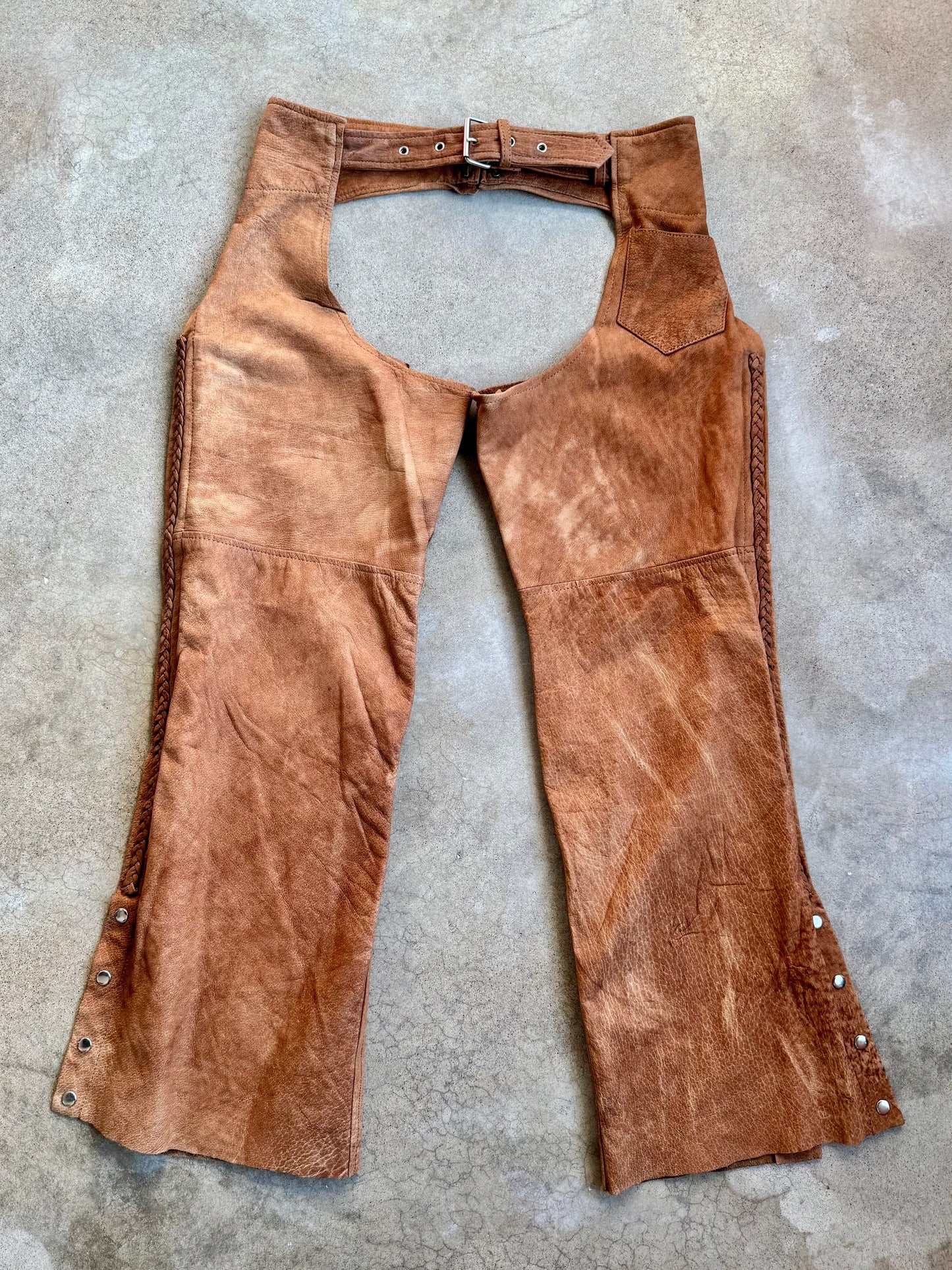 Vintage 1990s Leather Wear Brown Suede Western Chaps | XXL