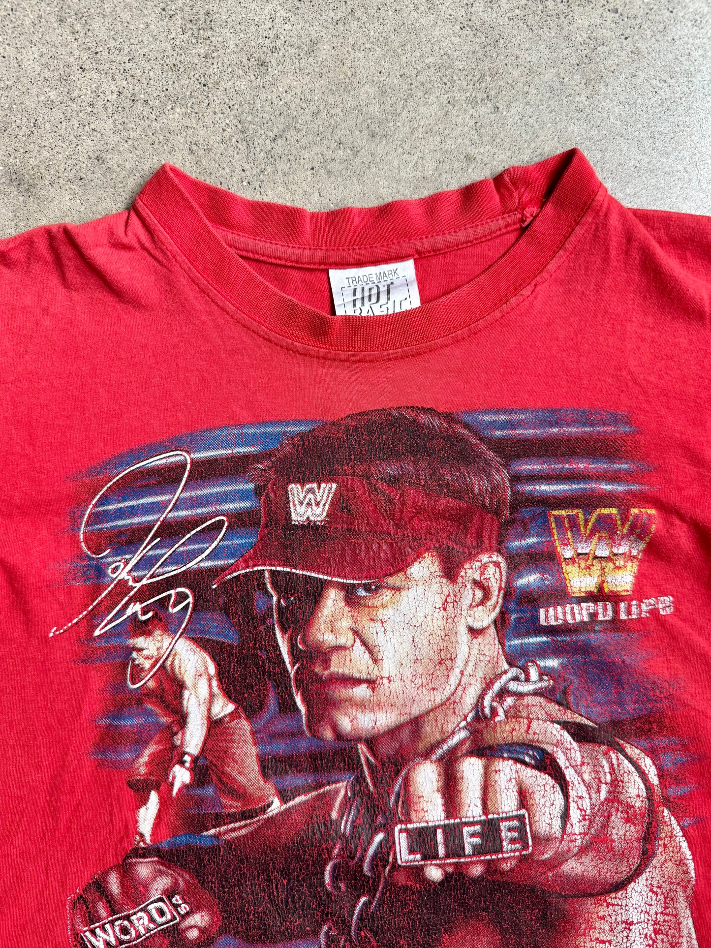 Vintage 2000s John Cena “Word Life” Red Graphic Tee | Youth XL