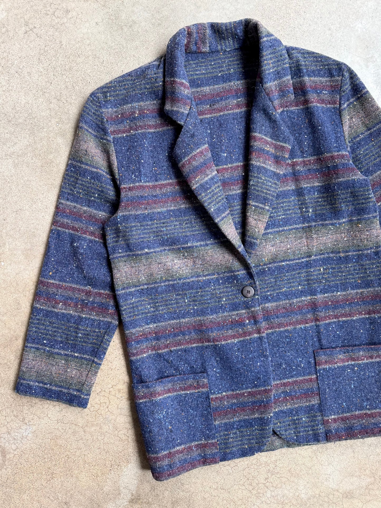 Vintage 1980s Southwest Speckled Stripe Wool-Blend Blazer | M/L