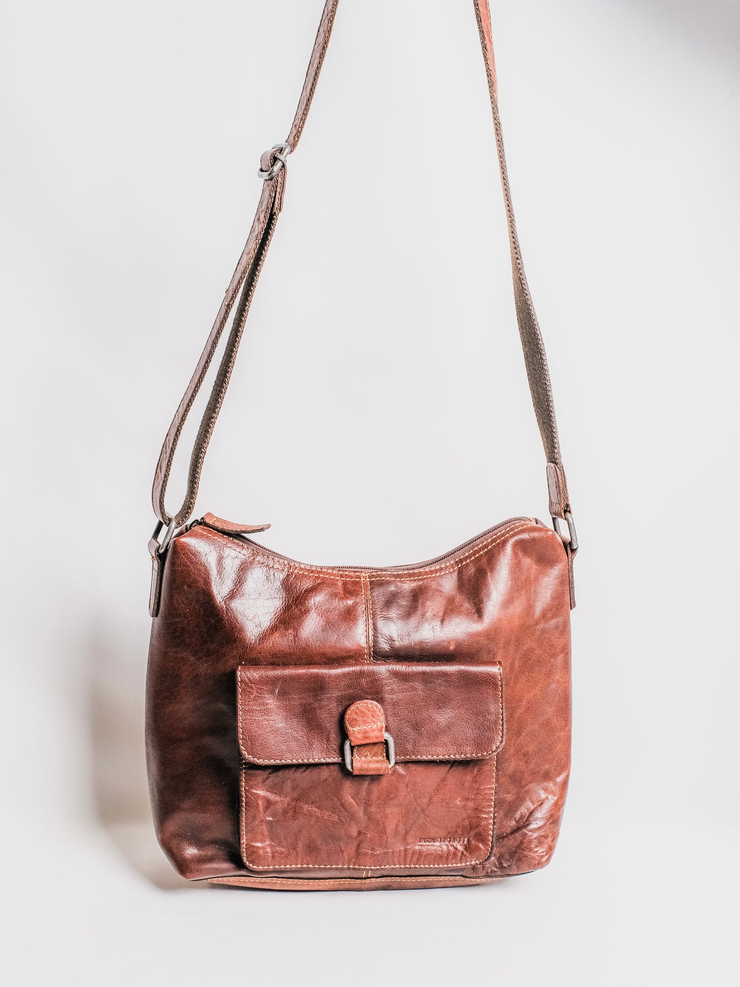 Vintage 1990s Jack Georges Voyager Brown Leather Crossbody Bag