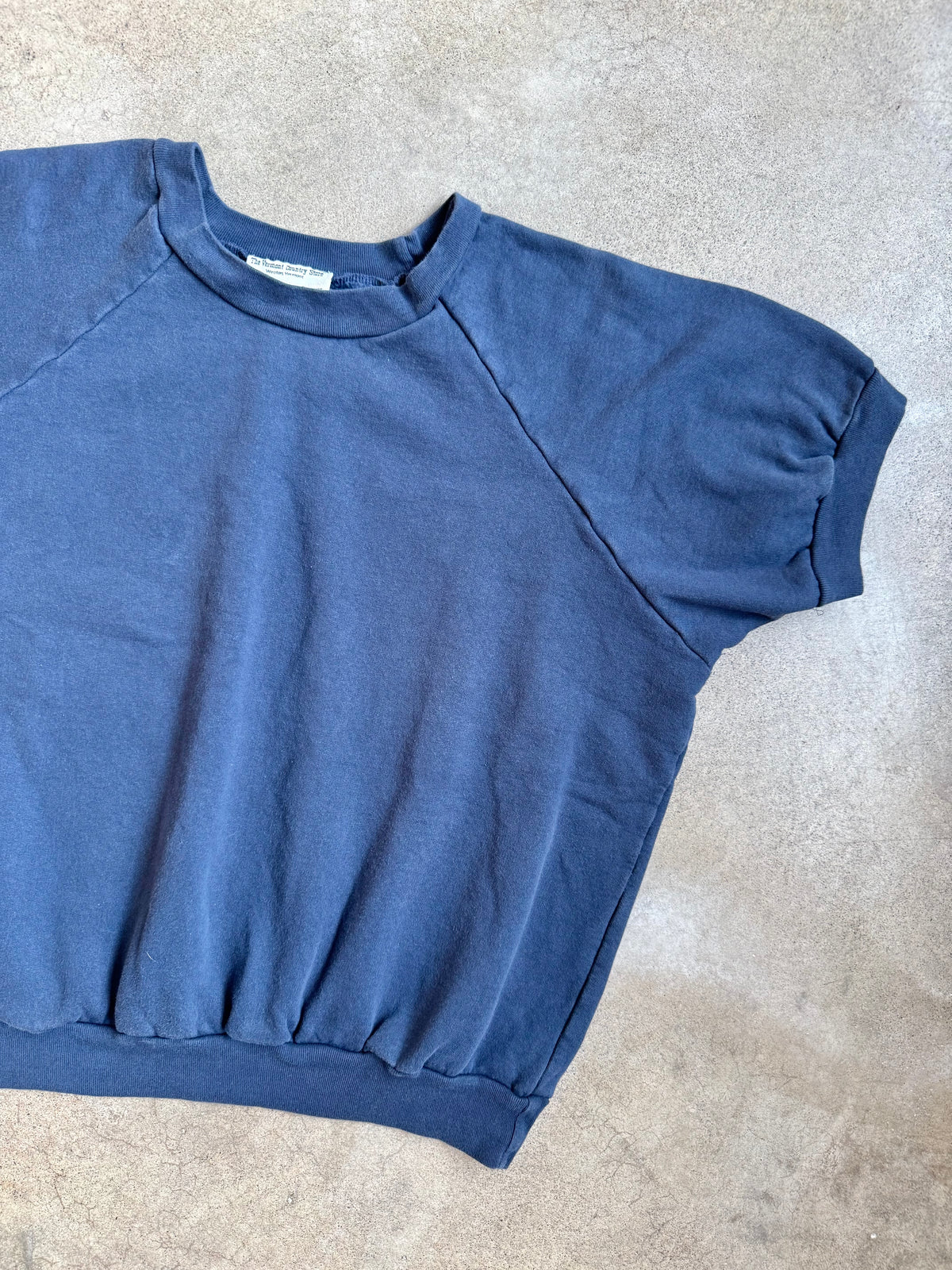 Vintage 1980s/90s Vermont Country Store Navy Short Sleeve Raglan Sweatshirt | XL