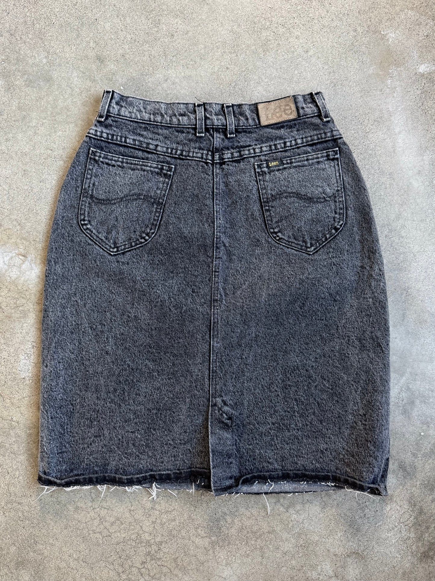 Vintage 1980s Lee Washed Black Denim Skirt | Waist 29”