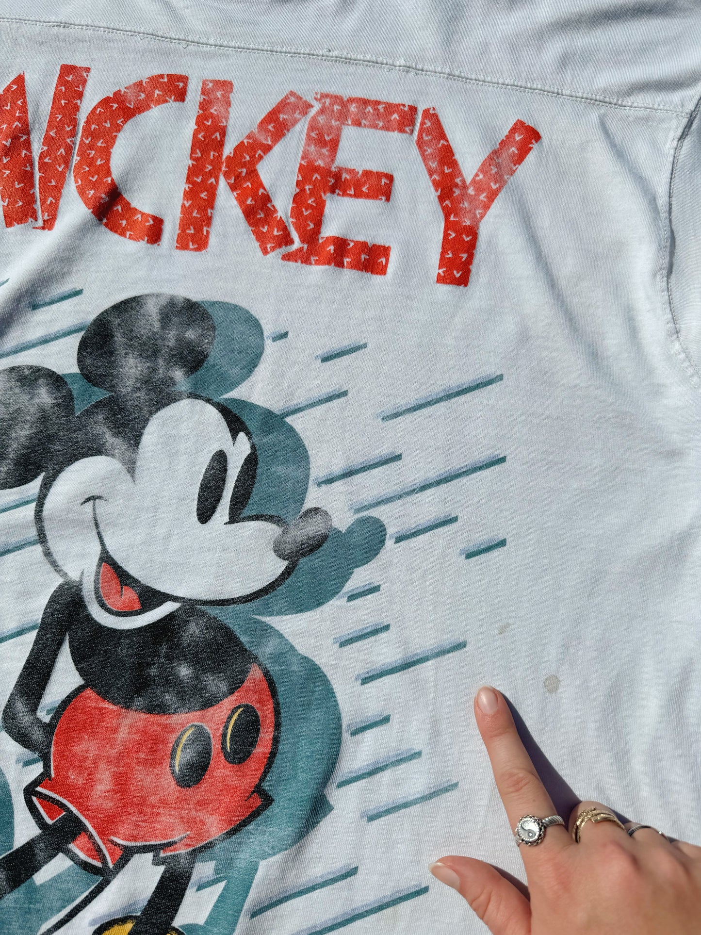 Vintage 1990s Disney Mickey Mouse White Long Sleeve Tee | XL