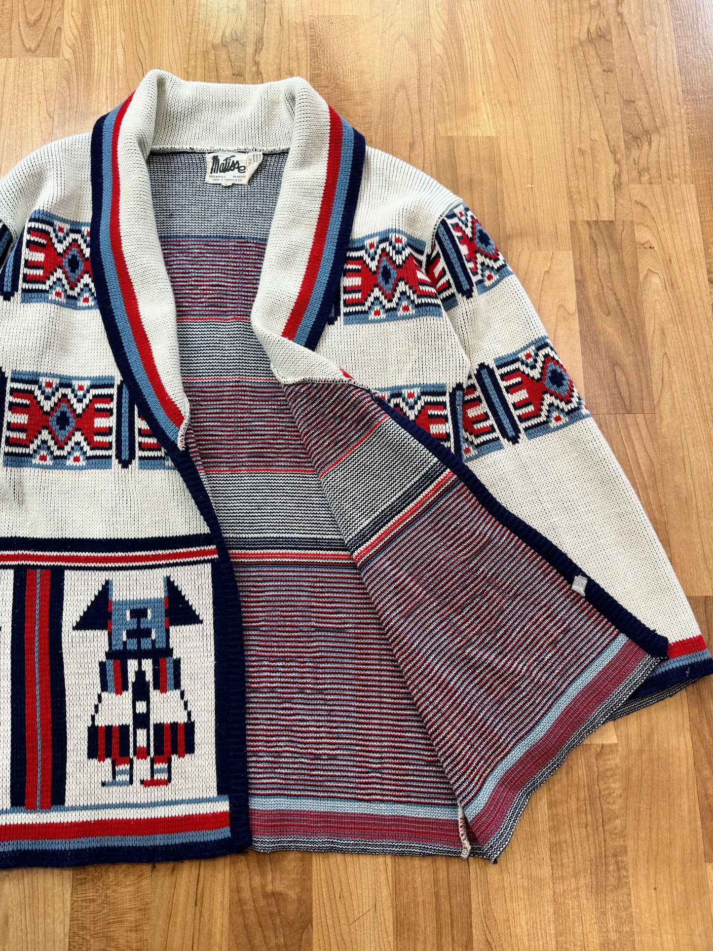 Vintage Matisse Southwestern Acrylic Knit Cardigan | Large