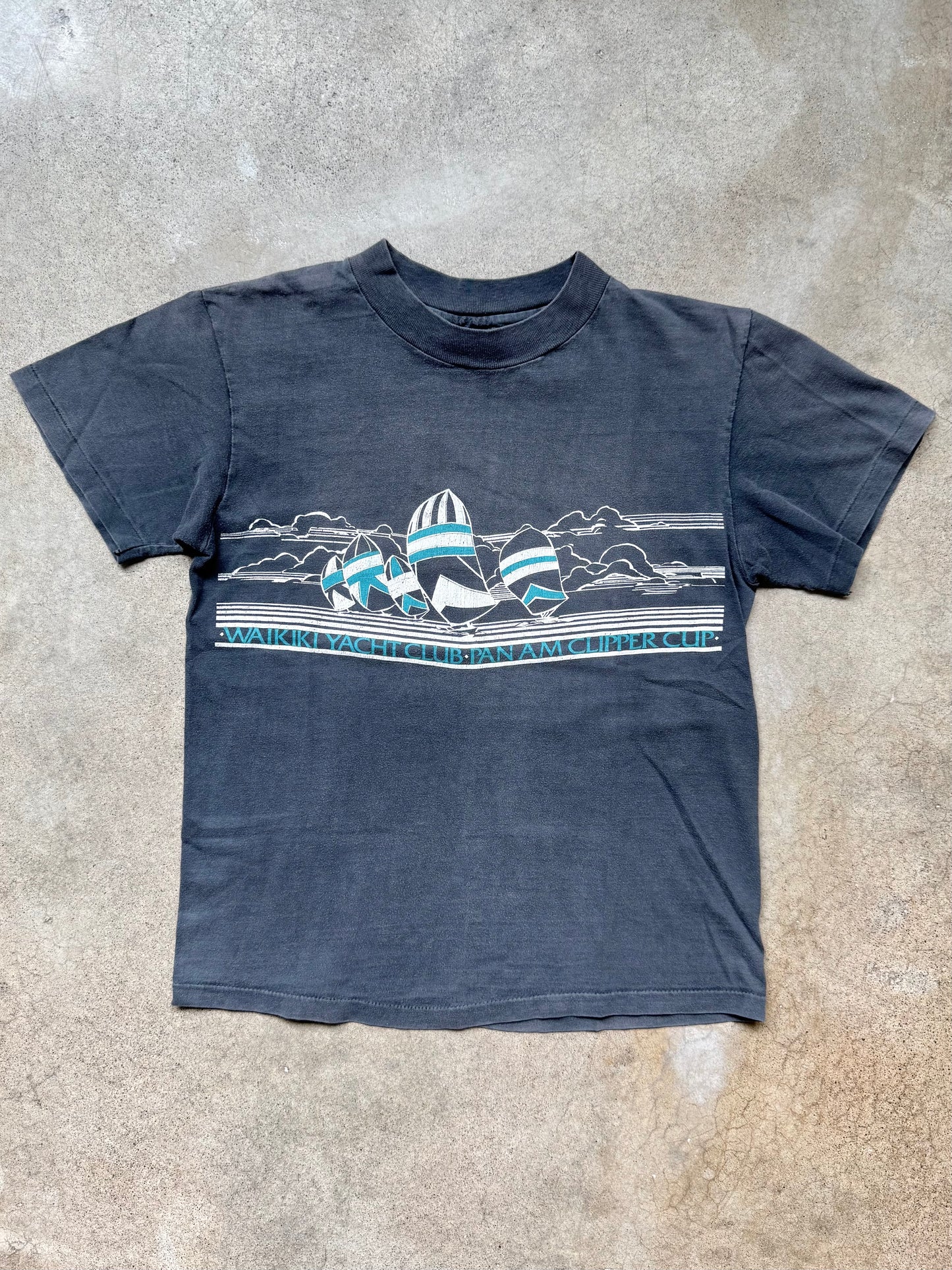 Vintage Sun-Bleached Waikiki Yacht Club Graphic Tee | Small