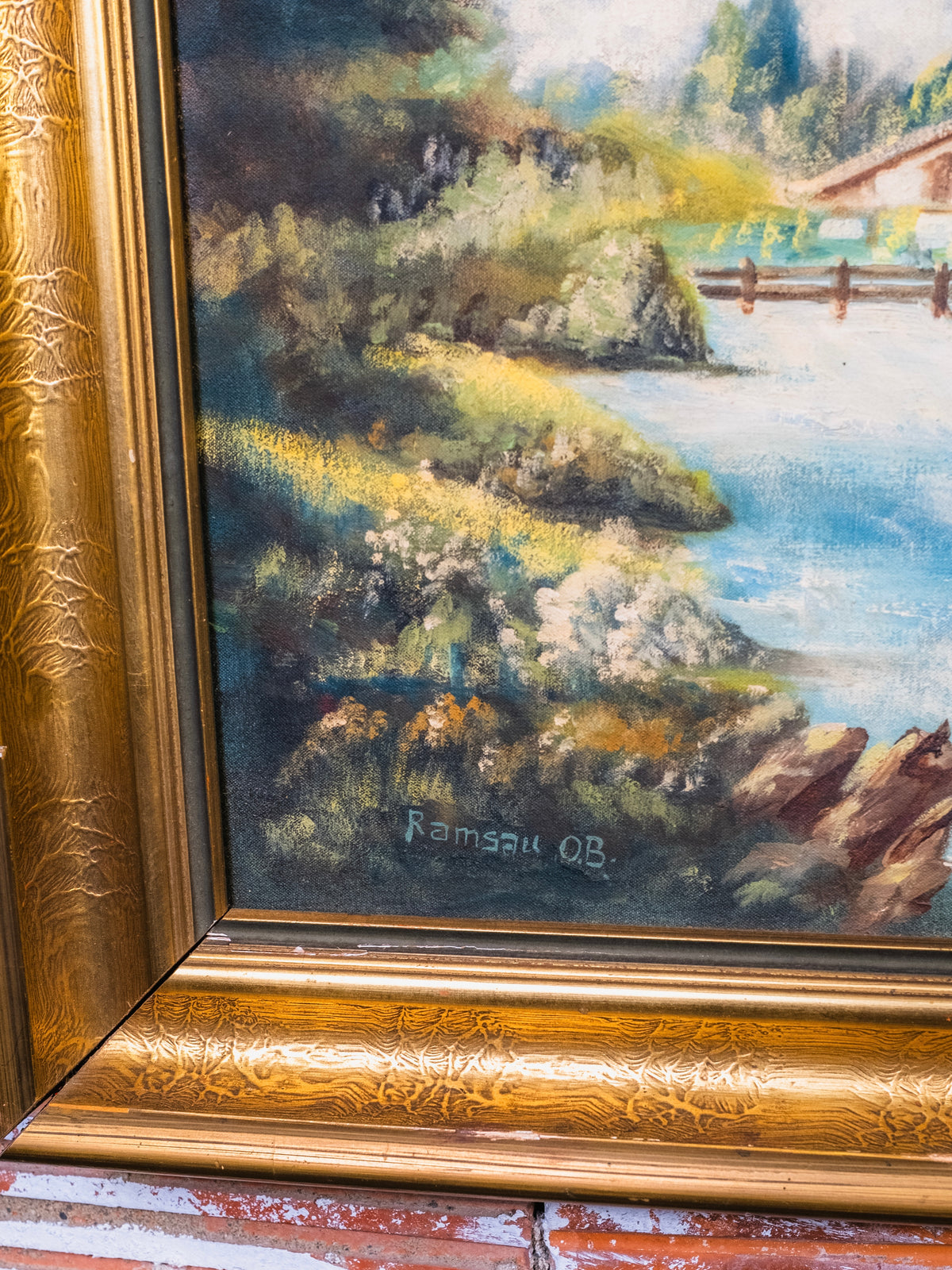 Vintage 1960s Framed “Parish Church of St. Sebastian” Oil Painting | Signed