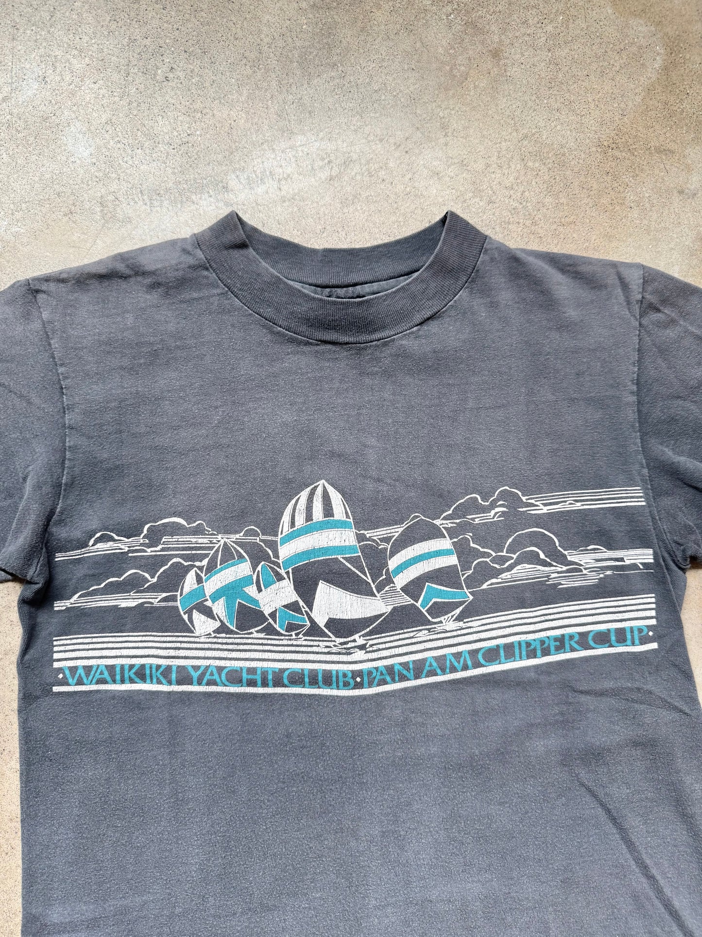Vintage Sun-Bleached Waikiki Yacht Club Graphic Tee | Small