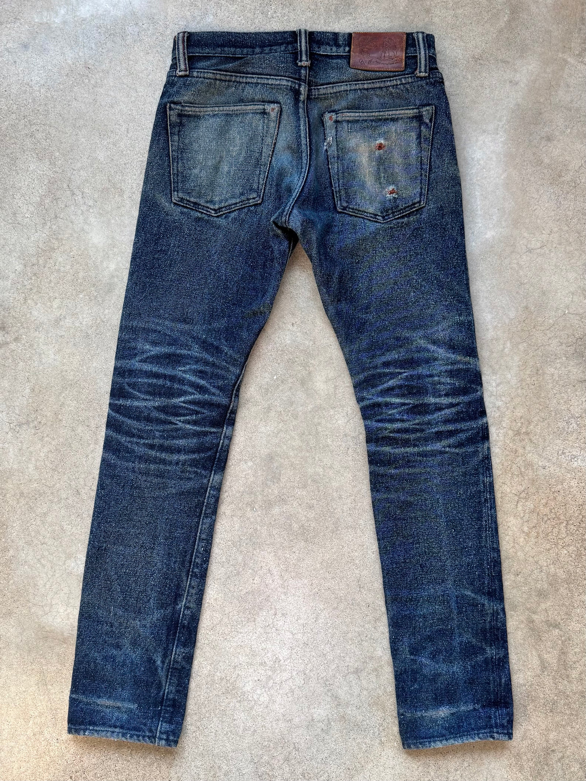 Pure Blue Okayama Denim Japanese Selvedge 18oz Kakishibu Faded Jeans | Waist 30”
