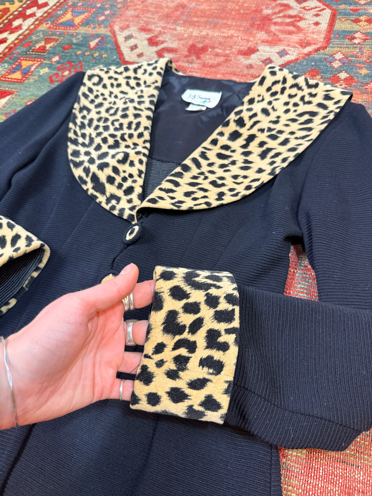 Vintage 1990's D.J Summers Black & Cheetah Print Blazer