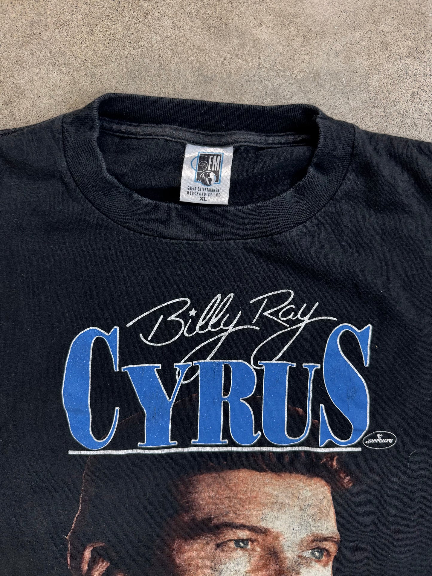 Vintage 1990s Billy Ray Cyrus Black Graphic Tee | XL