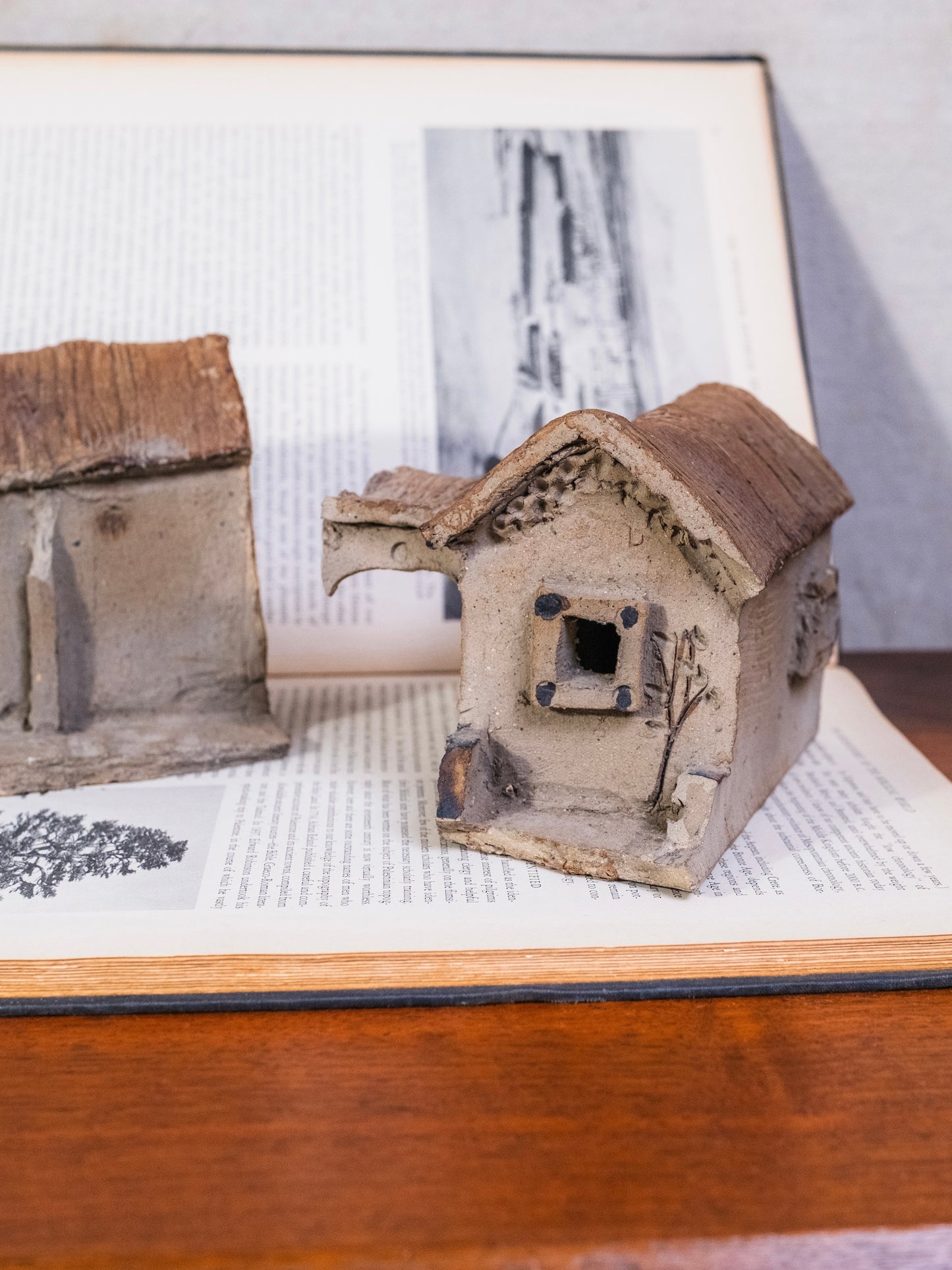 Vintage Handmade Clay Folk Art Village Set