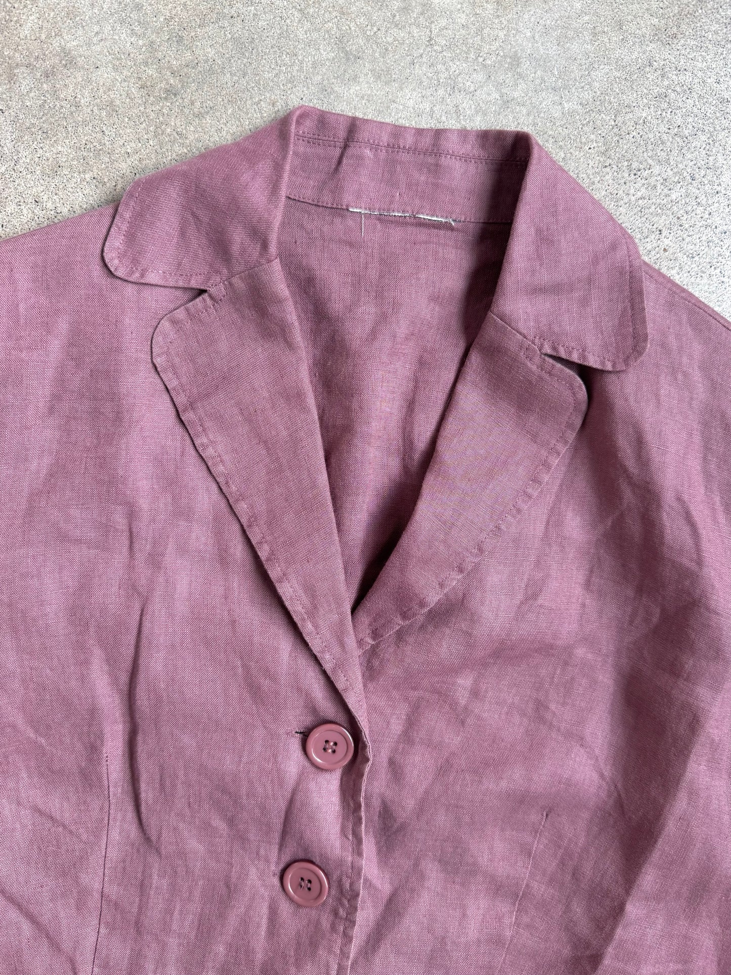 Vintage 1990s Mauve Cropped Lightweight Linen Blazer | Medium