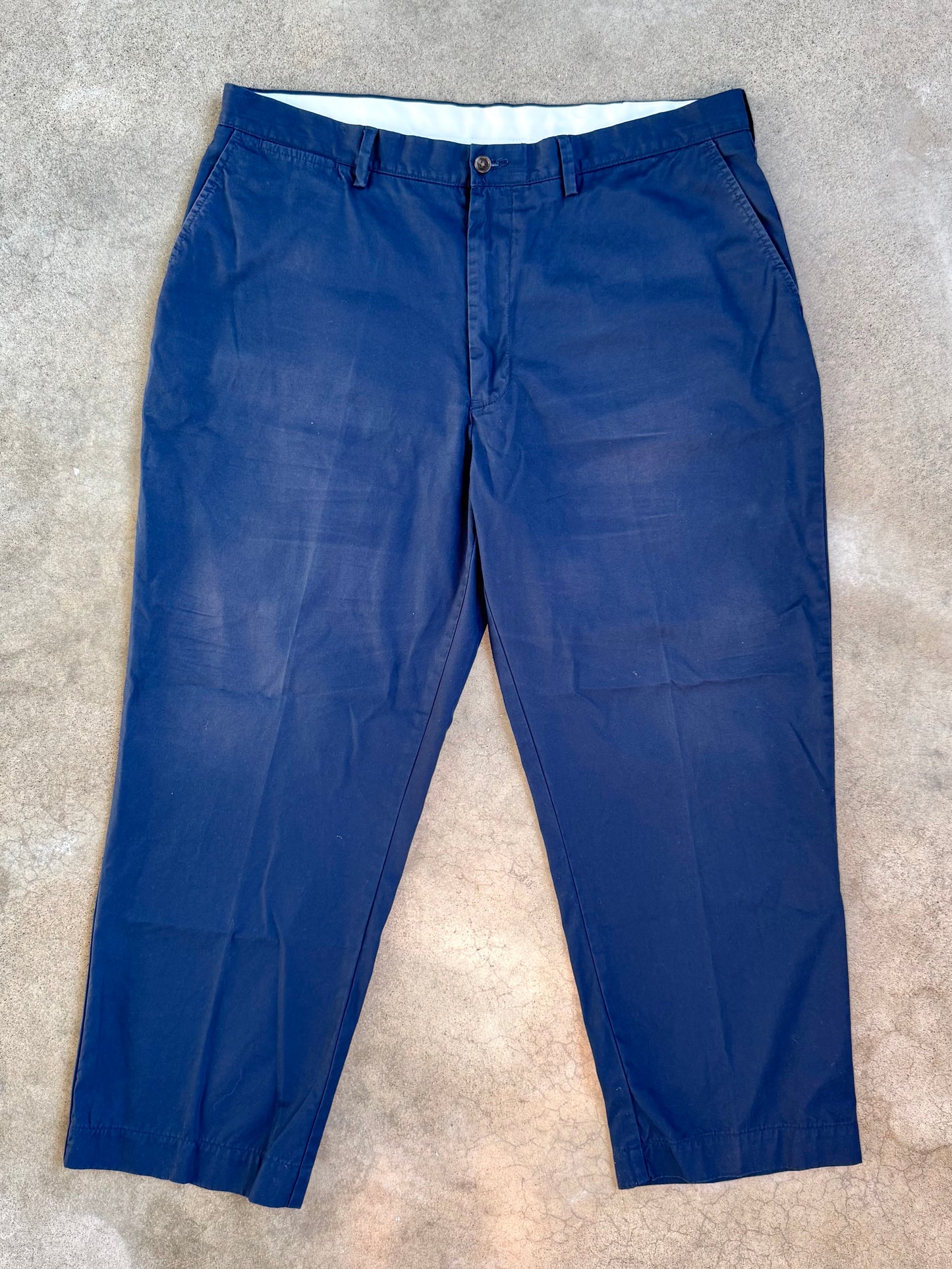 Vintage 1990s Polo Ralph Lauren Navy Blue 100% Cotton Trousers | 38x30
