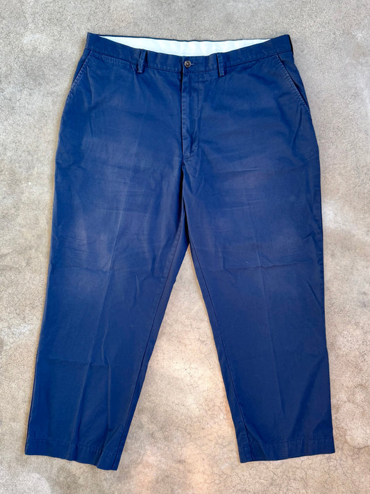 Vintage 1990s Polo Ralph Lauren Navy Blue 100% Cotton Trousers | 38x30
