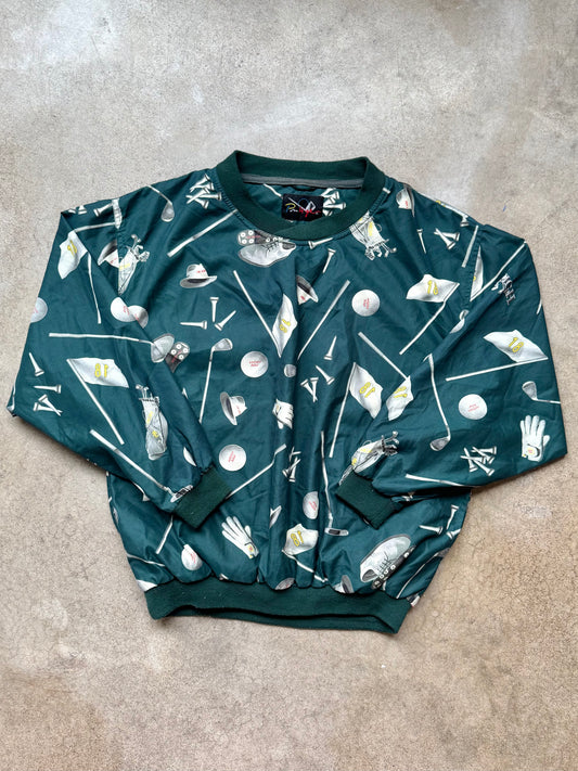 2000s Pin High Novelty Golf Print V-Neck Pullover | Medium