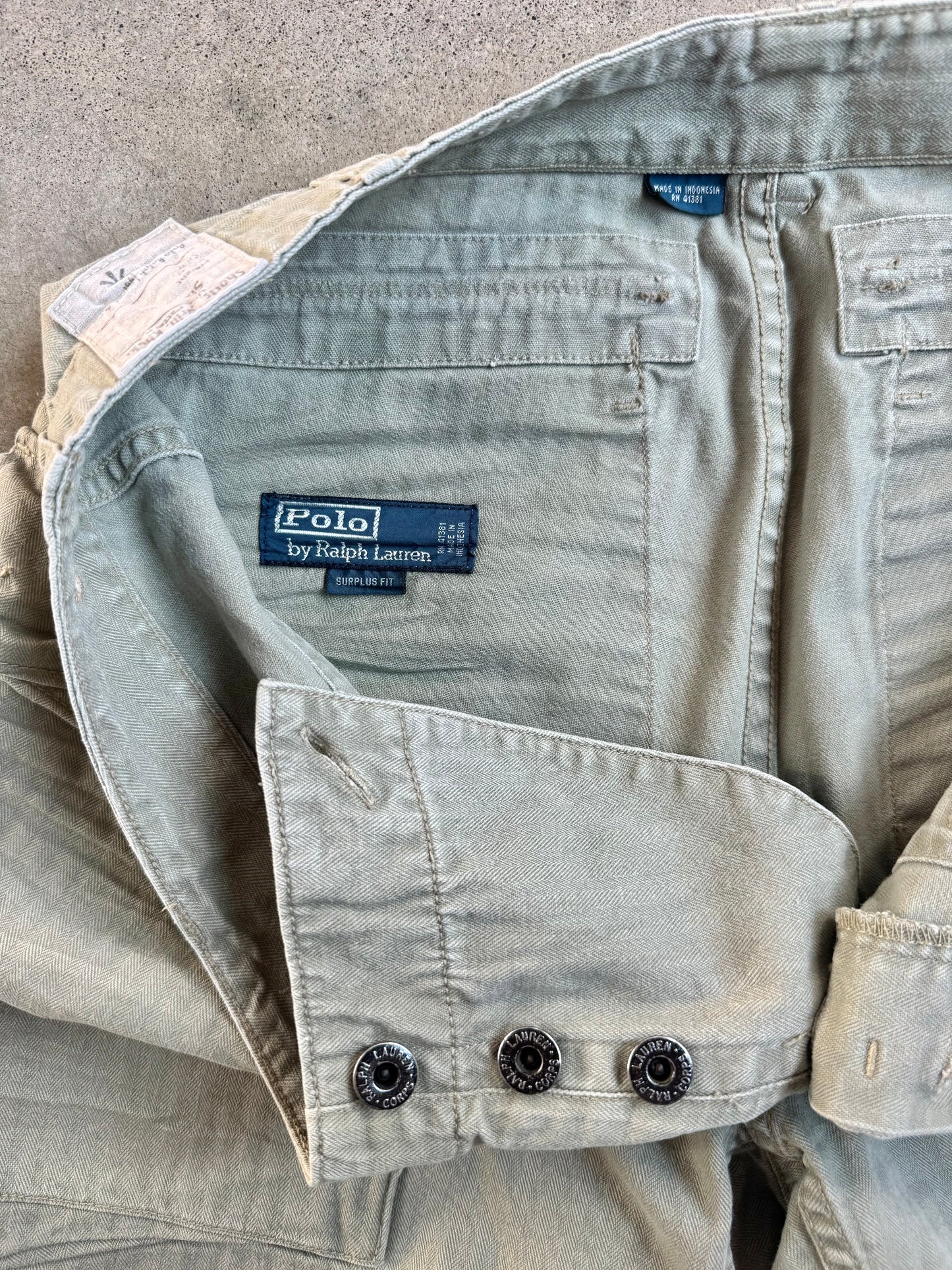 Vintage 1990s Polo Ralph Lauren Green Surplus Fit Cargo Shorts | 33