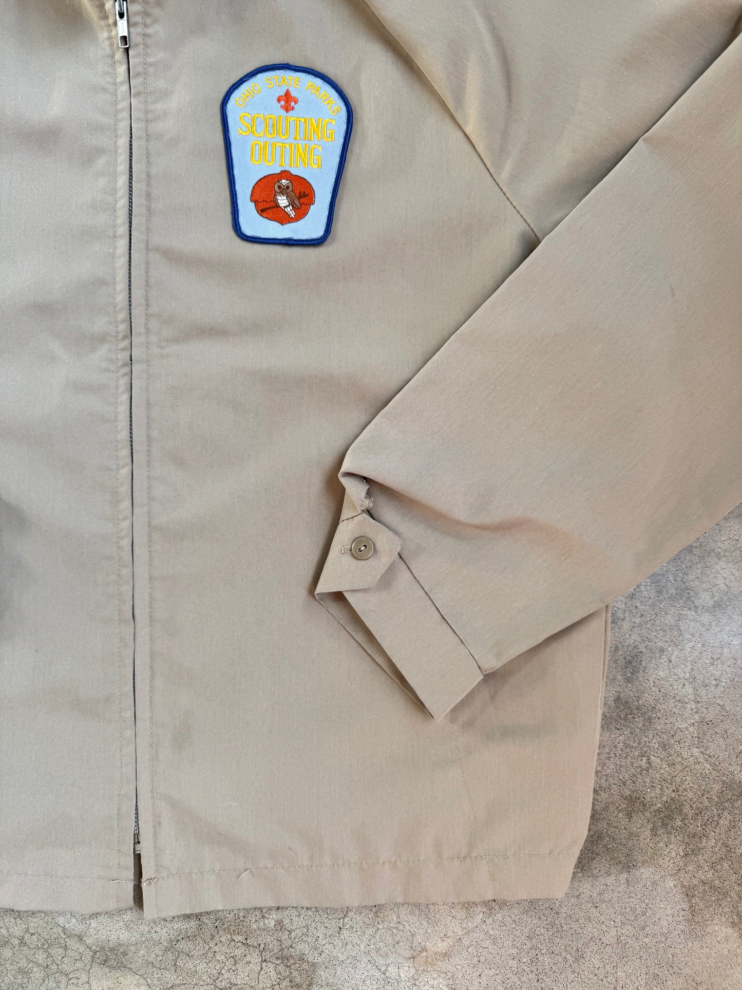 Vintage 1980s Ohio State Parks “Scouting Outing” Tan Zip-Up Jacket | Large