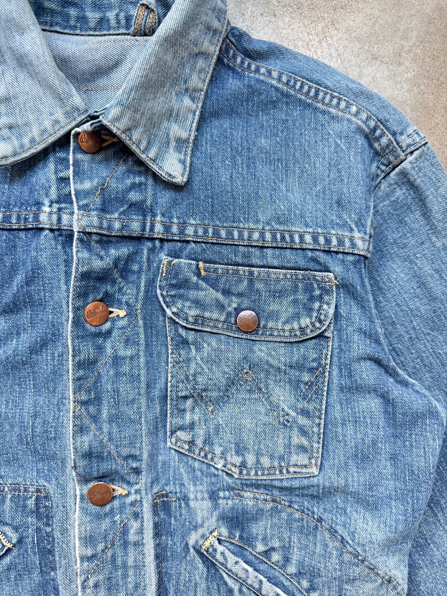 Vintage Wrangler Distressed Denim Jacket | Small