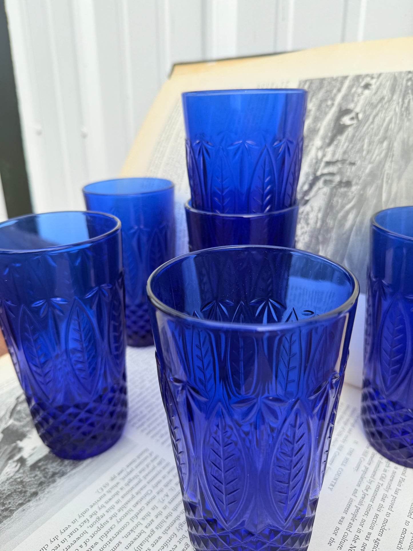 Vintage 1980s Avon Cobalt Blue Royal Sapphire Glass Tumblers | Set of 6