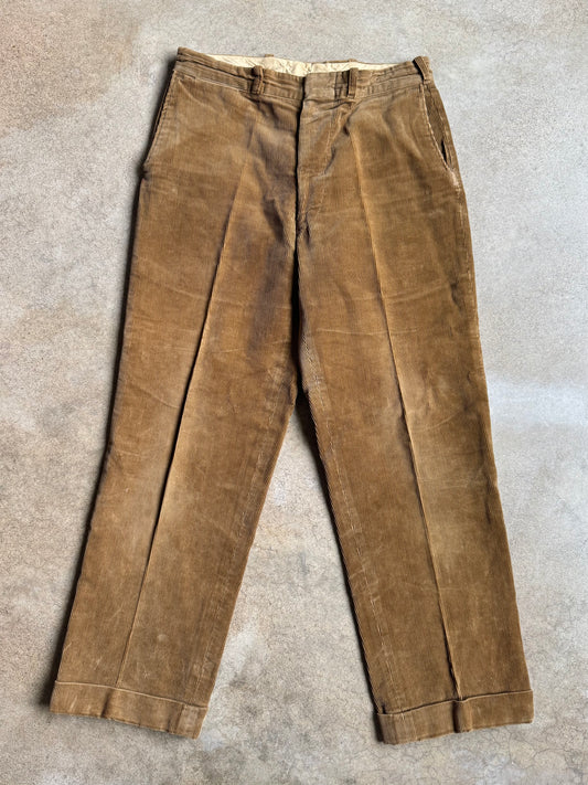 Vintage 1950s Sweet-Orr Workwear Brown Corduroy Trousers | Waist 34”