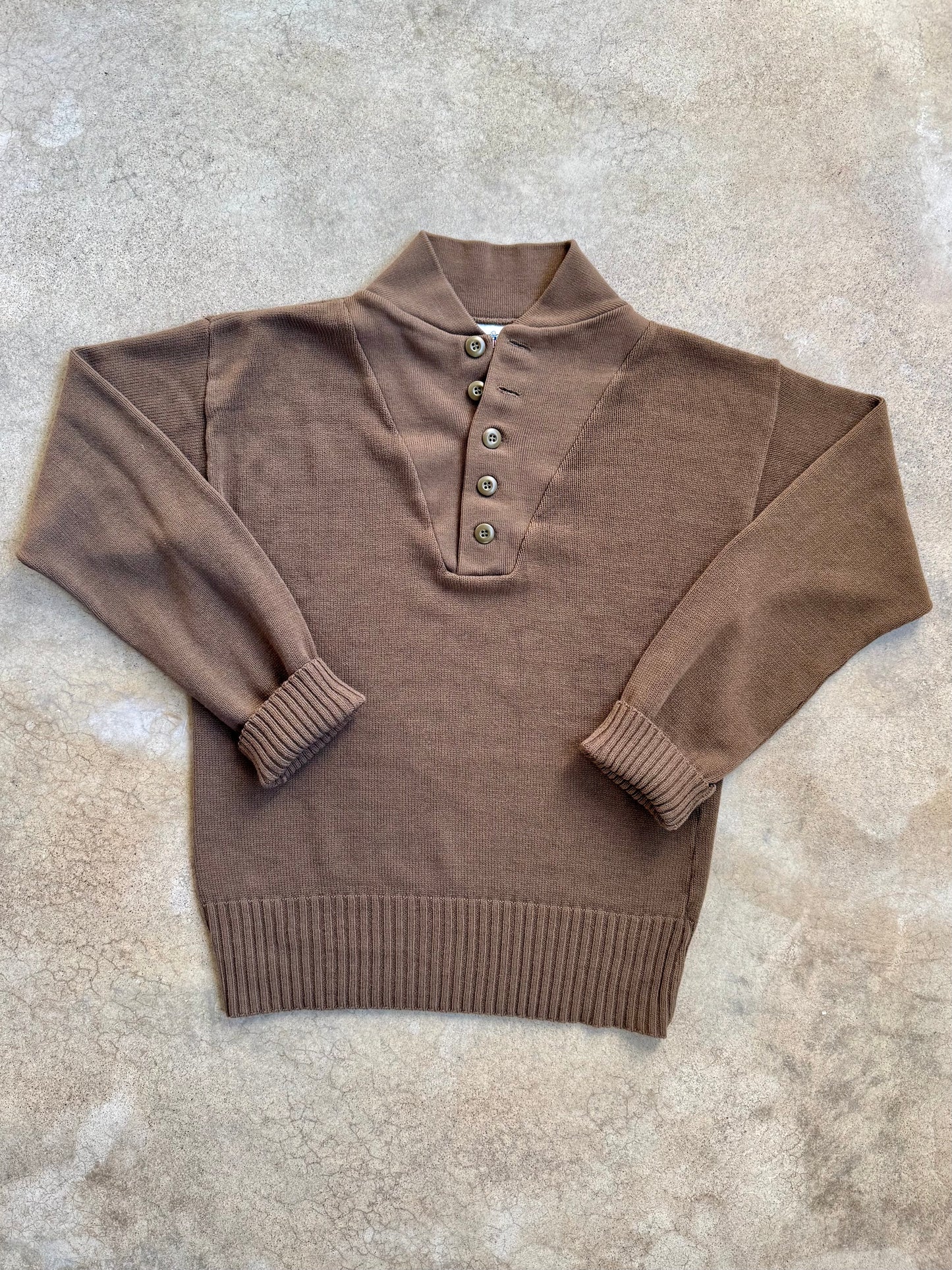 Vintage DSCP Military Brown Henley Sweater | Large