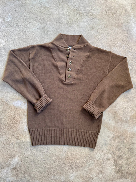 Vintage DSCP Military Brown Henley Sweater | Large