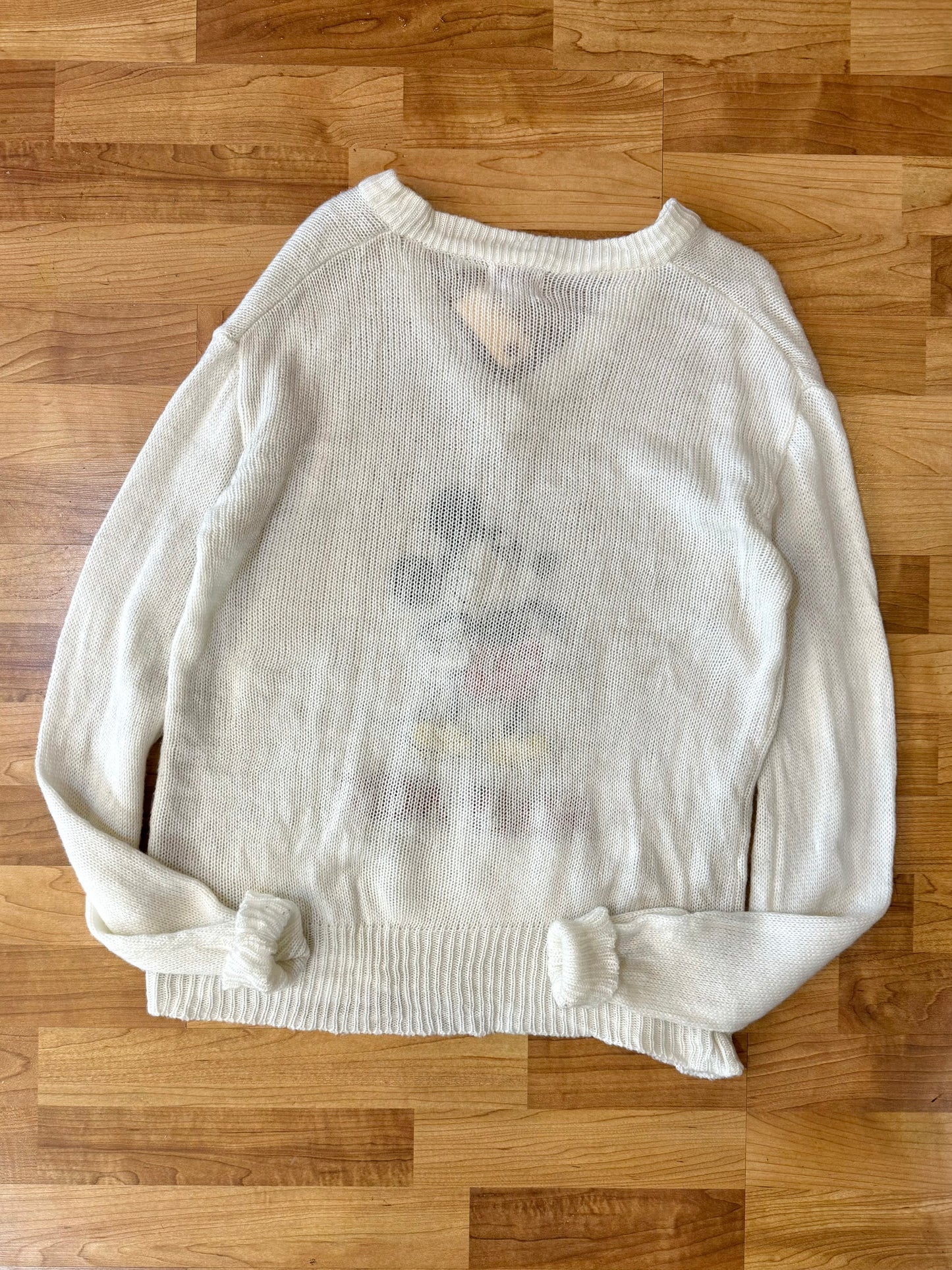 Vintage Disney Mickey Mouse Acrylic Knit V-Neck Sweater | Medium