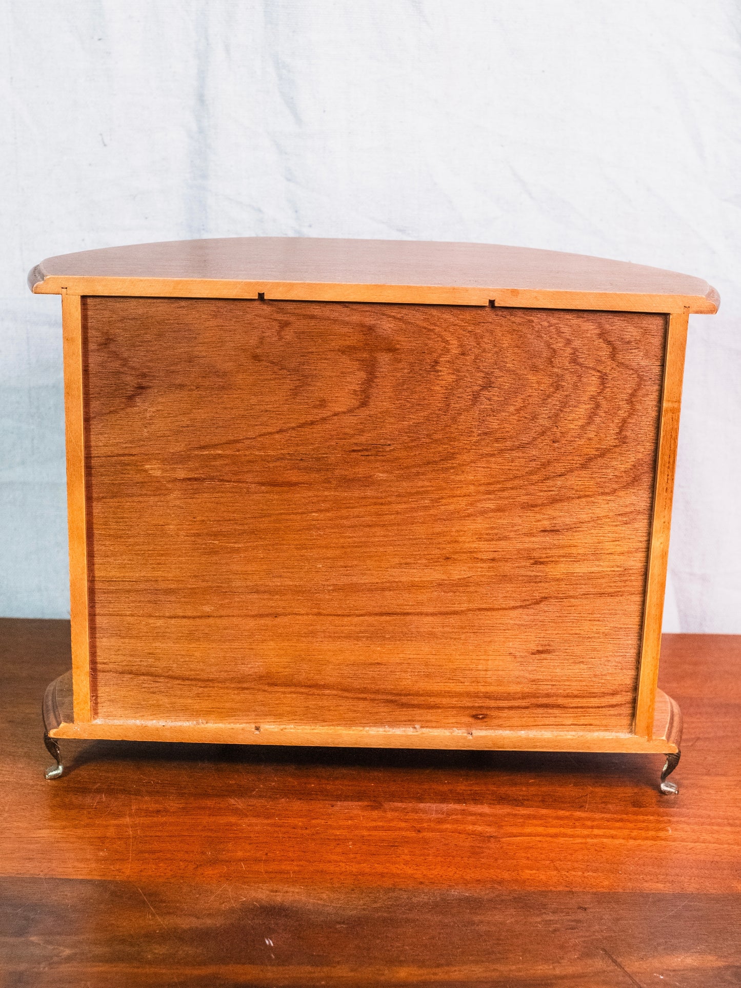 Vintage 1960s London Leather Wooden Mirrored Double Door Clawfoot Jewelry Box