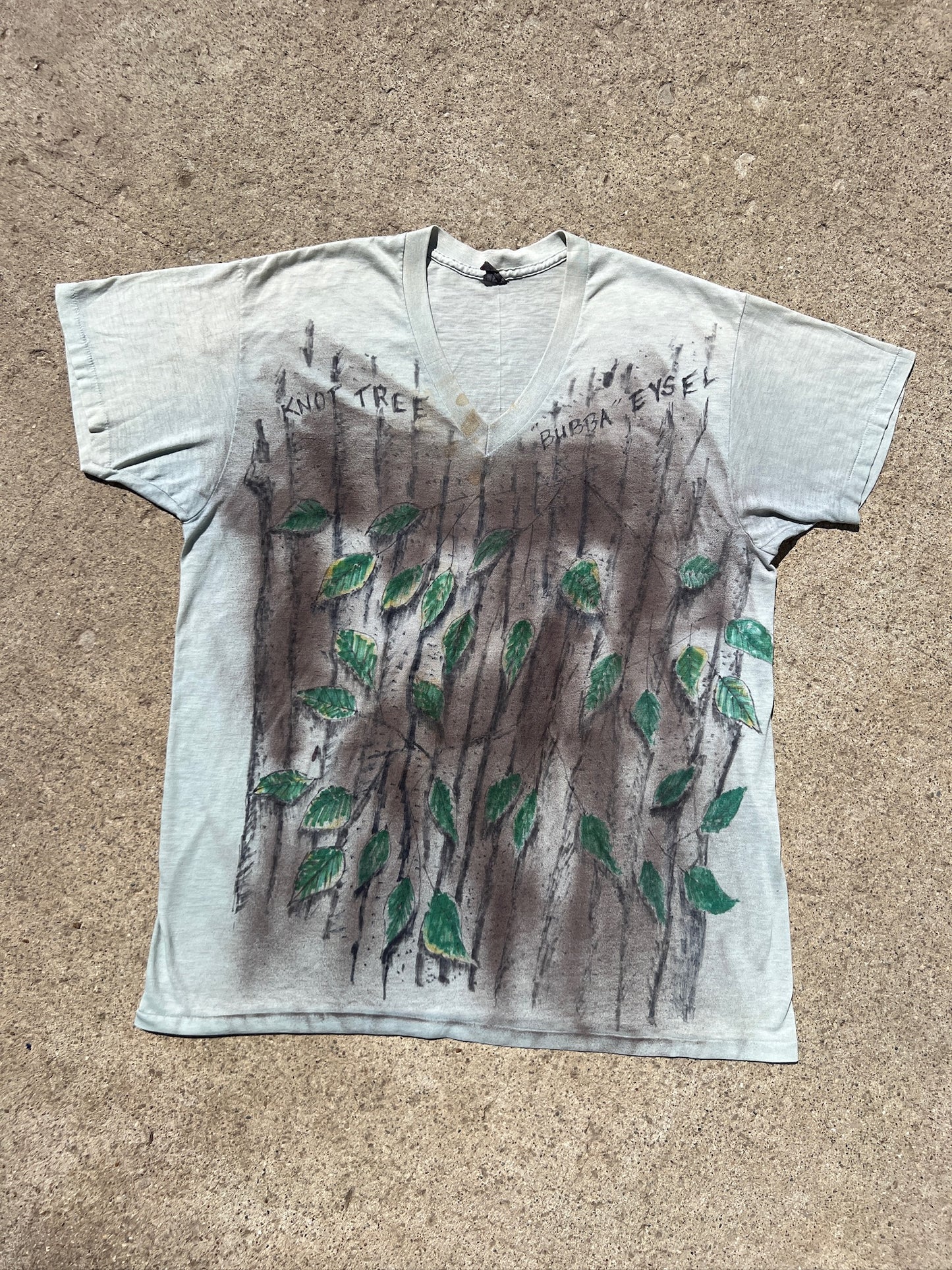 Vintage 1970s Green "Bubba Eysel" Camo Painted Hunting Tee | 2XL