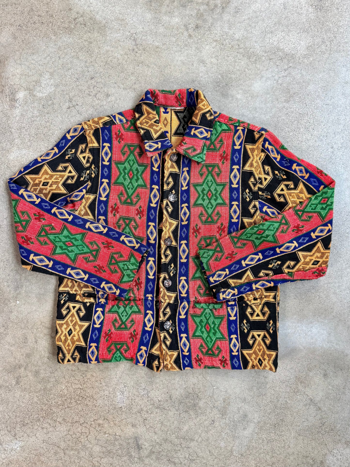 Vintage 1990s Multi-Color Southwestern Tapestry Jacket | S/M