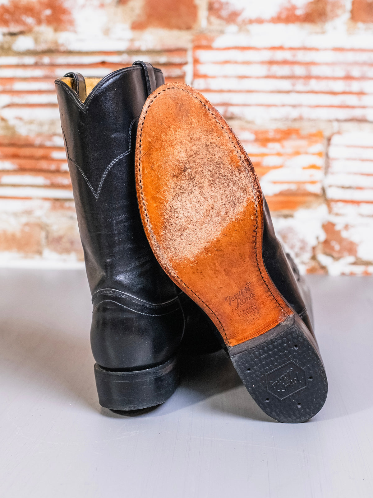 Vintage 1970s/80s Tony Lama Black Leather Western Roper Boots | Men’s 9