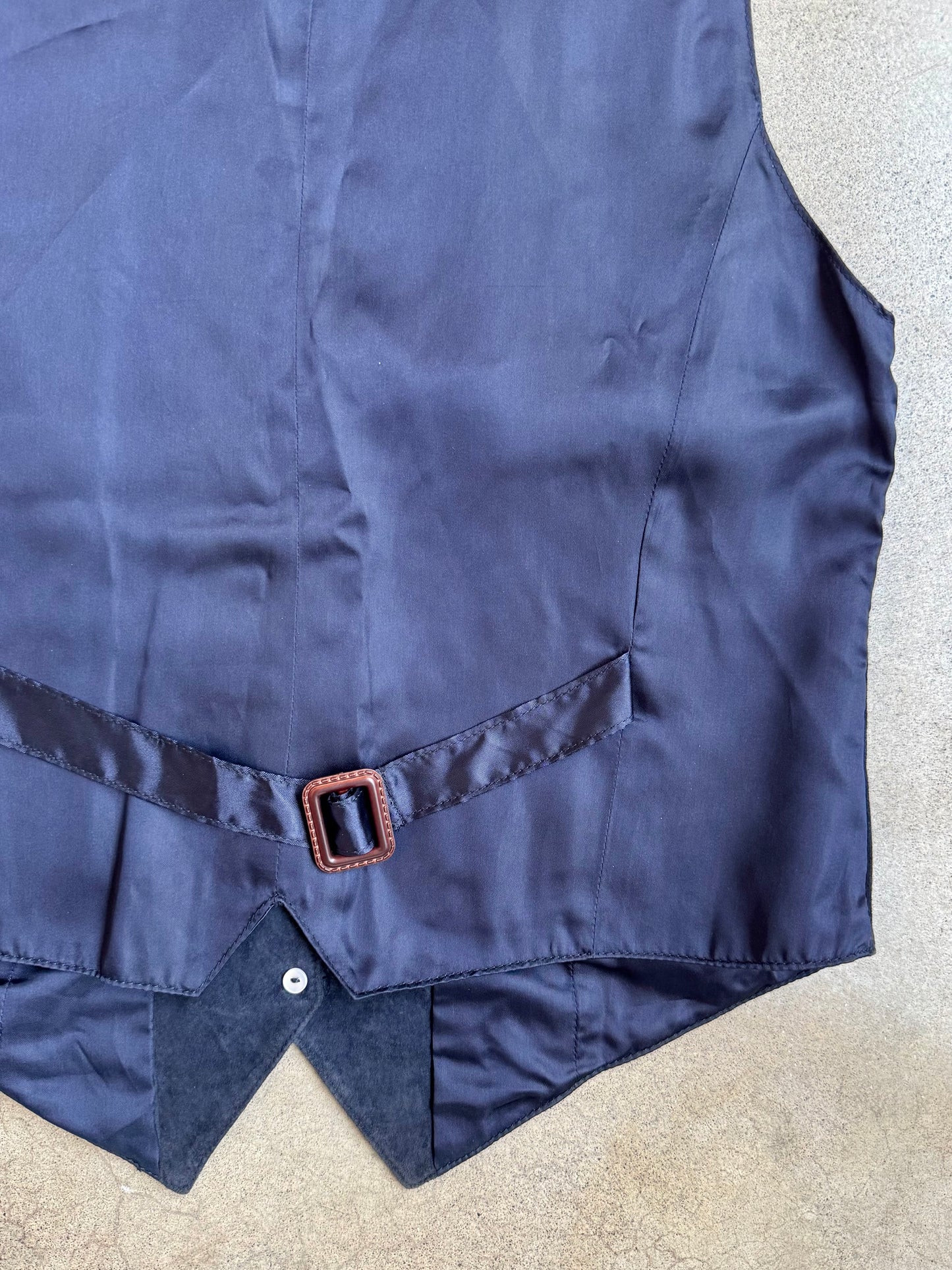 Vintage 1990s Navy Blue Suede Leather Vest | Medium