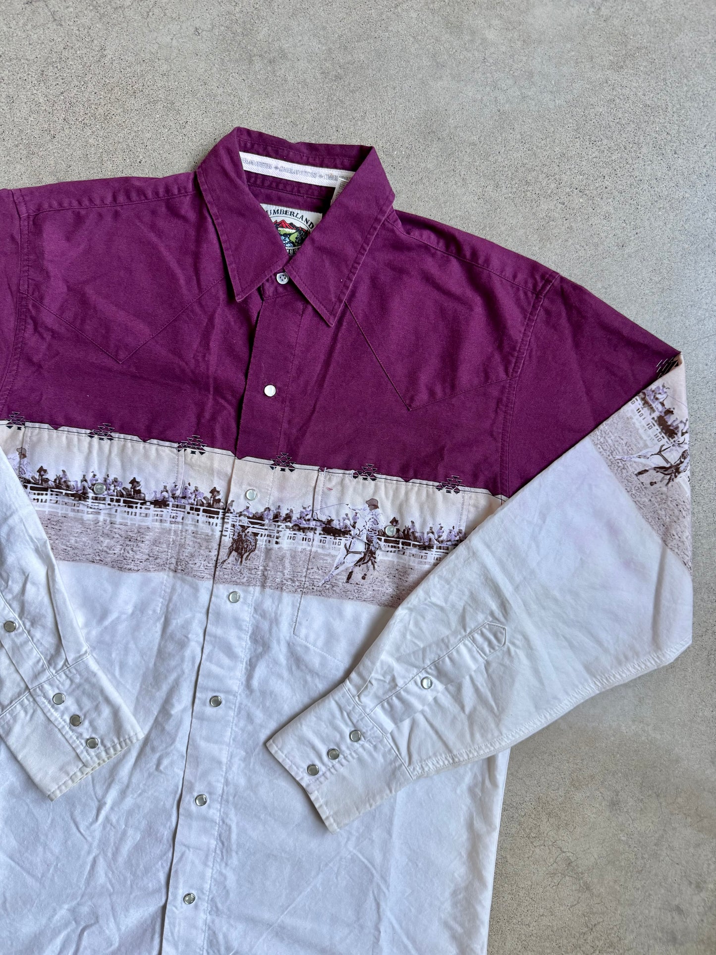 Vintage 1990s Cumberland Outfitters Western Rodeo Cowboy Pearl Snap Shirt | Medium