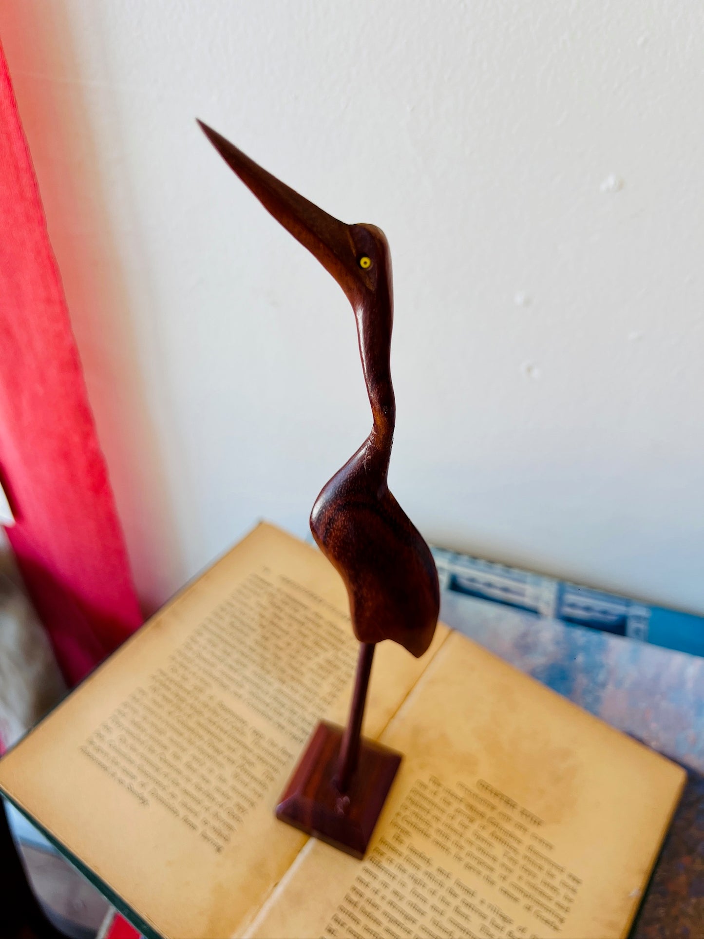 Vintage Wooden Heron Statue