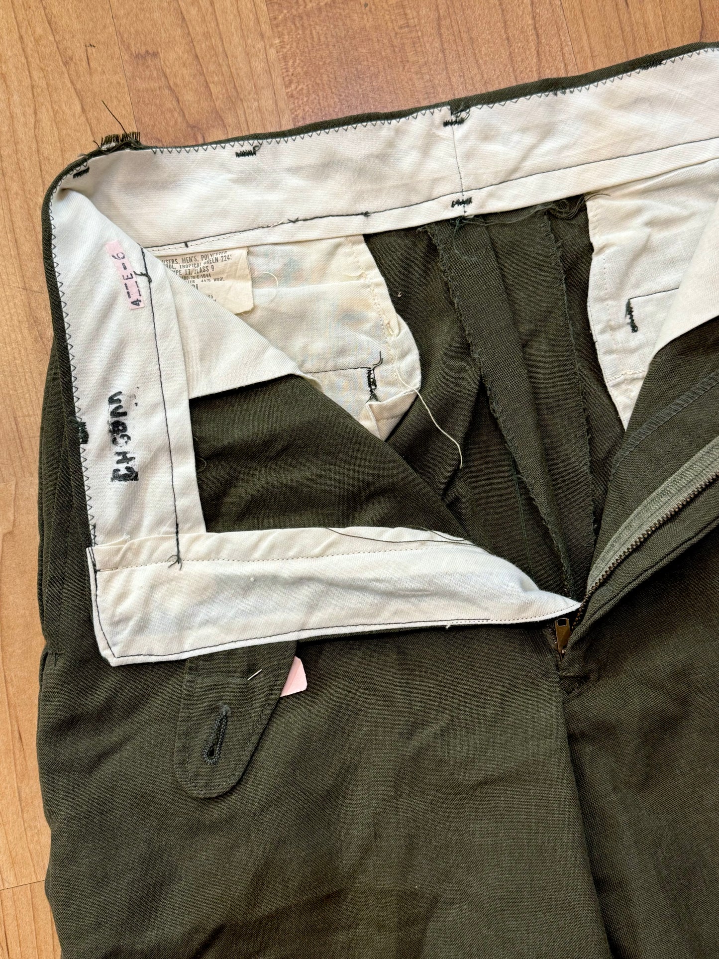 Vintage Military Wool Blend Green Trousers | Waist 28”