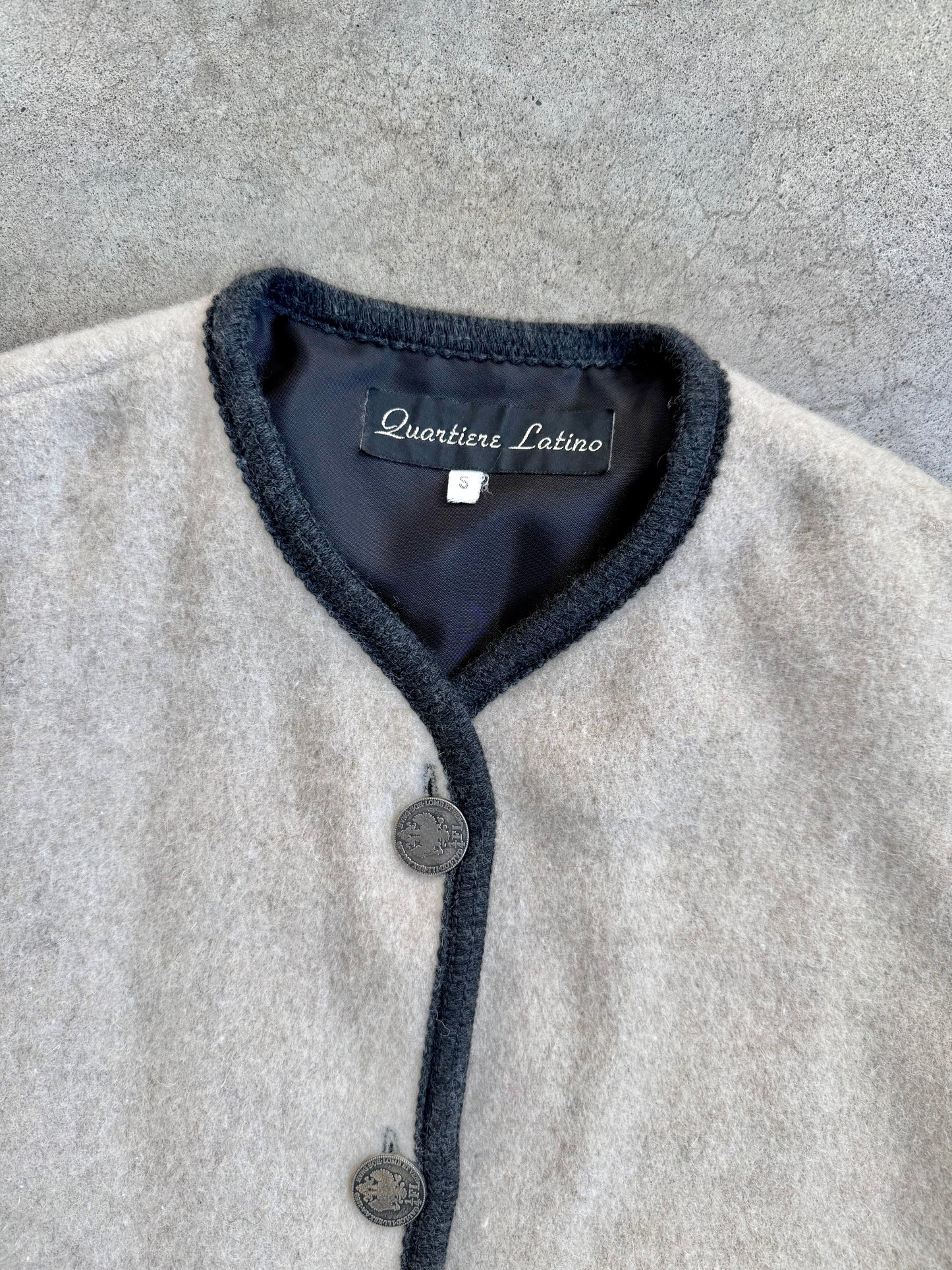 Vintage 1990s Quartiere Latino Austrian "Woodland Town" Embroidered Wool Jacket | Small