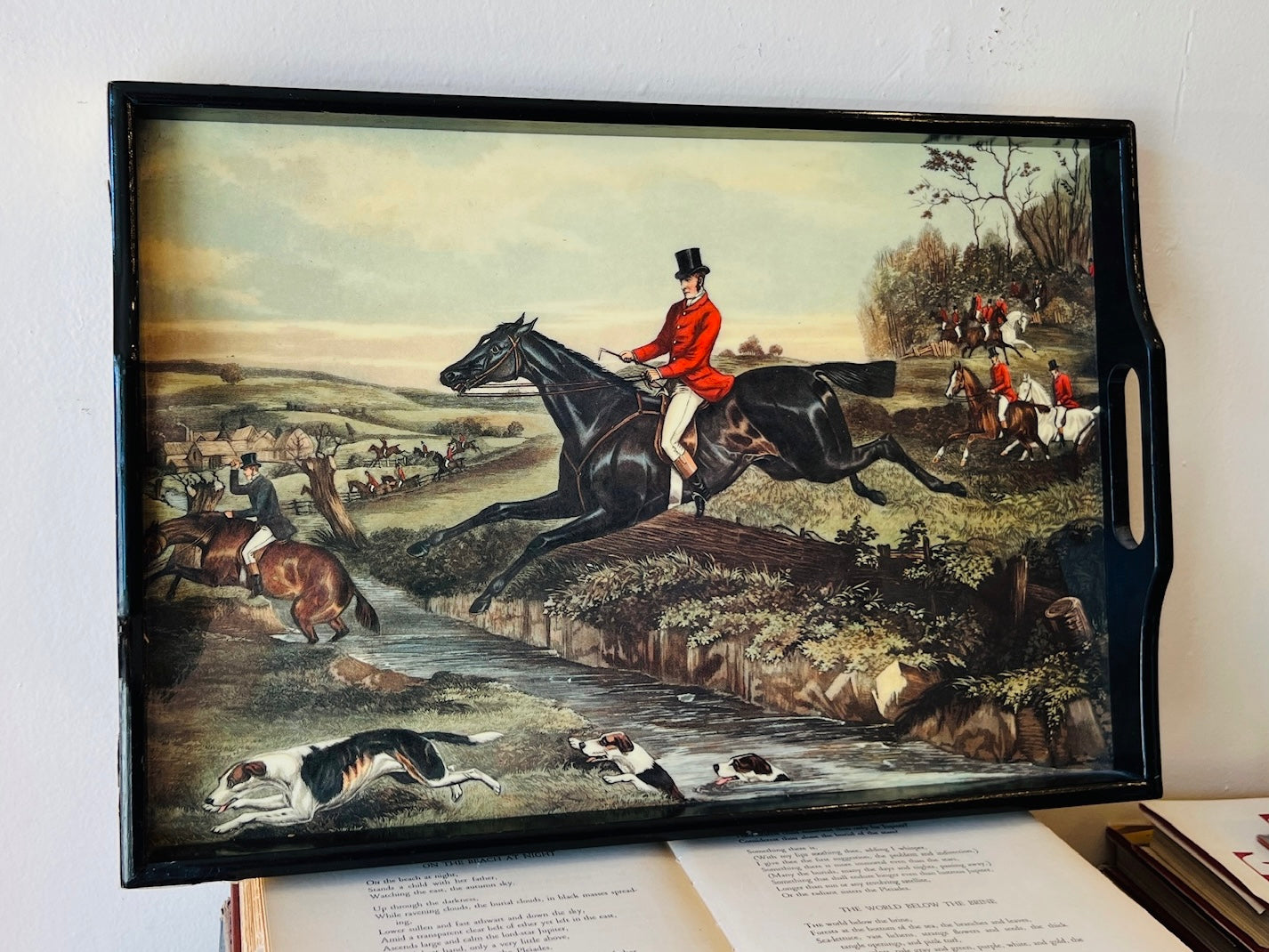 Vintage 1980s Lazarus Englishmen Fox Hunt Scene Serving Tray