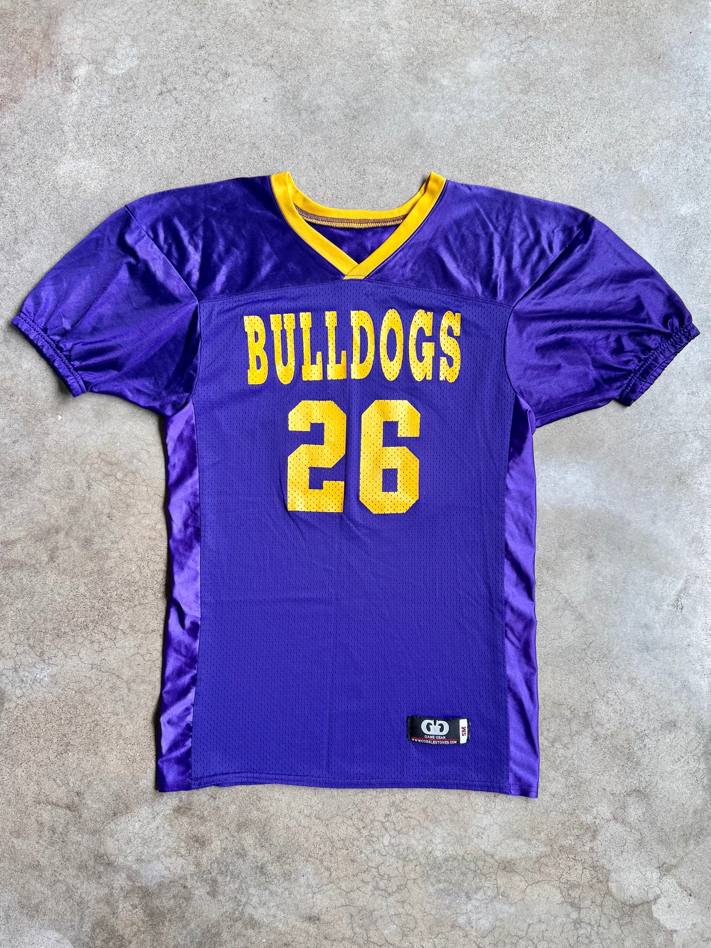 Vintage Game Gear Purple & Yellow "Bulldogs" Football Jersey | Small