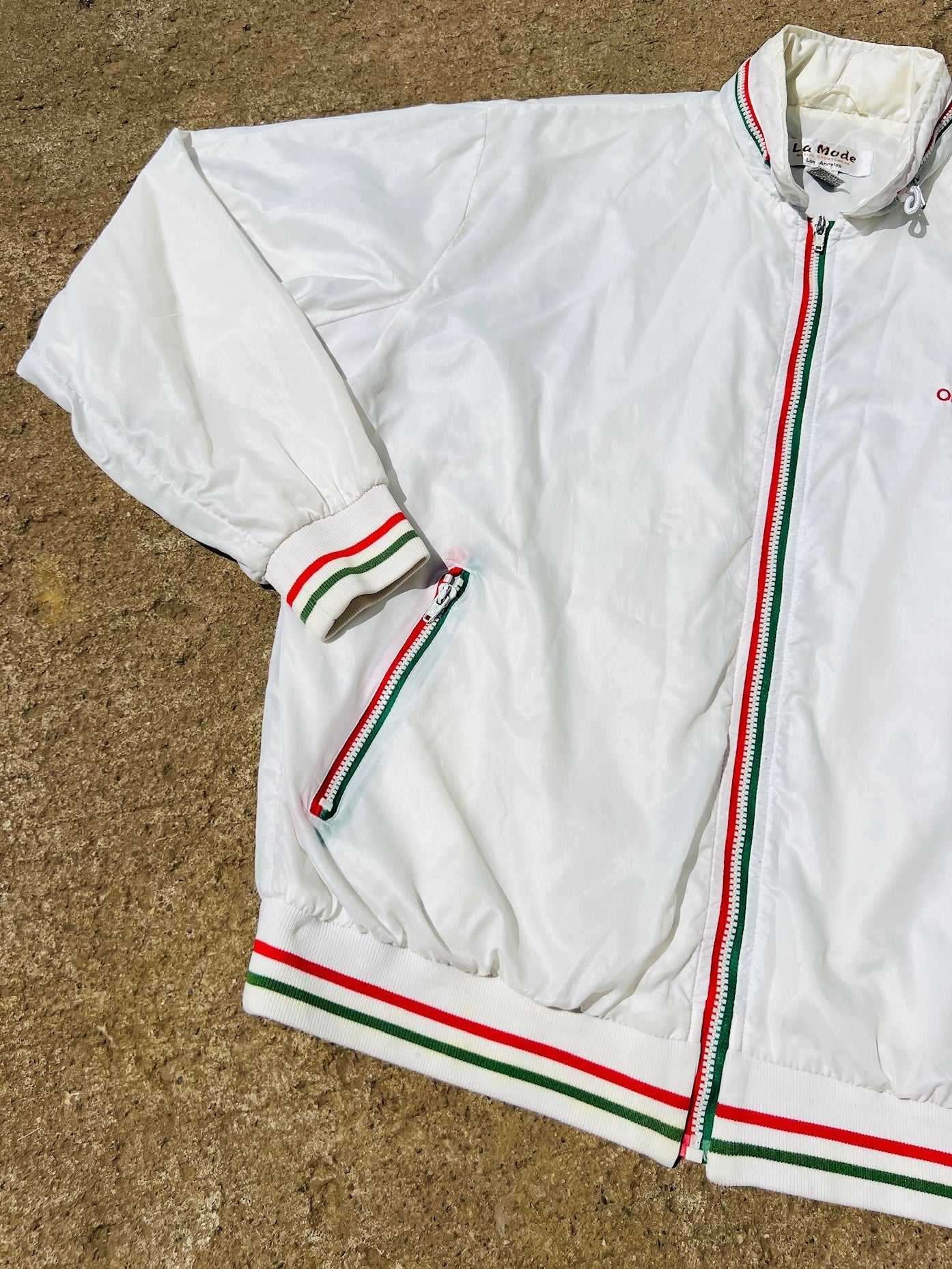 Vintage 1980s La Mode White Ohio State Zip-up Windbreaker Jacket | Large