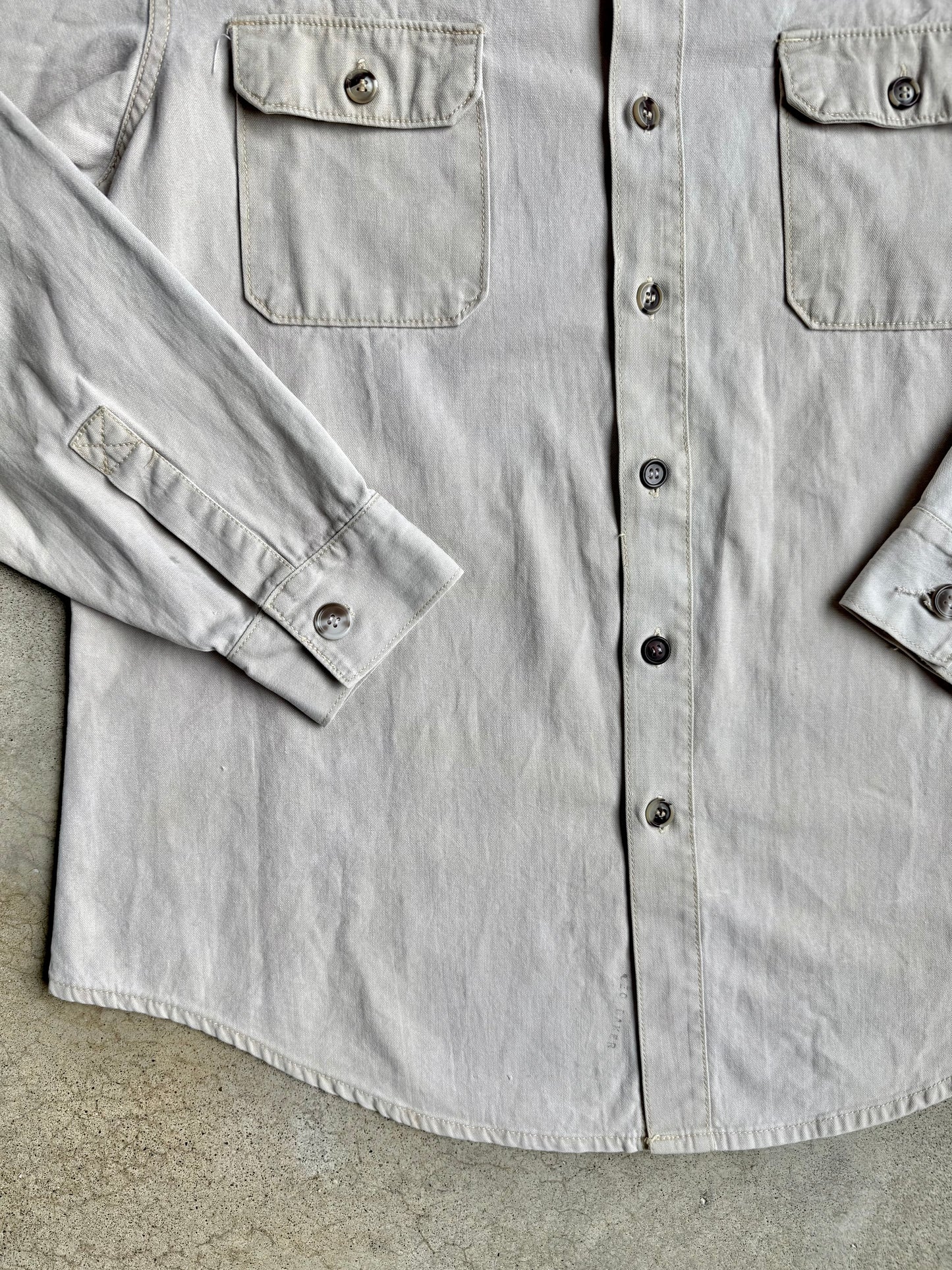 Vintage 1980s Patagonia Beige Canvas Utility Shirt | XL